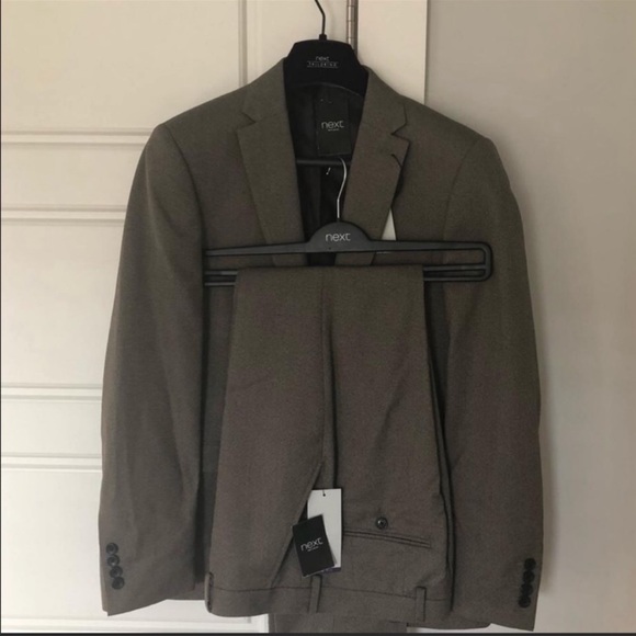 Taupe Textured Slim Fit Suit Set - Picture 6 of 12